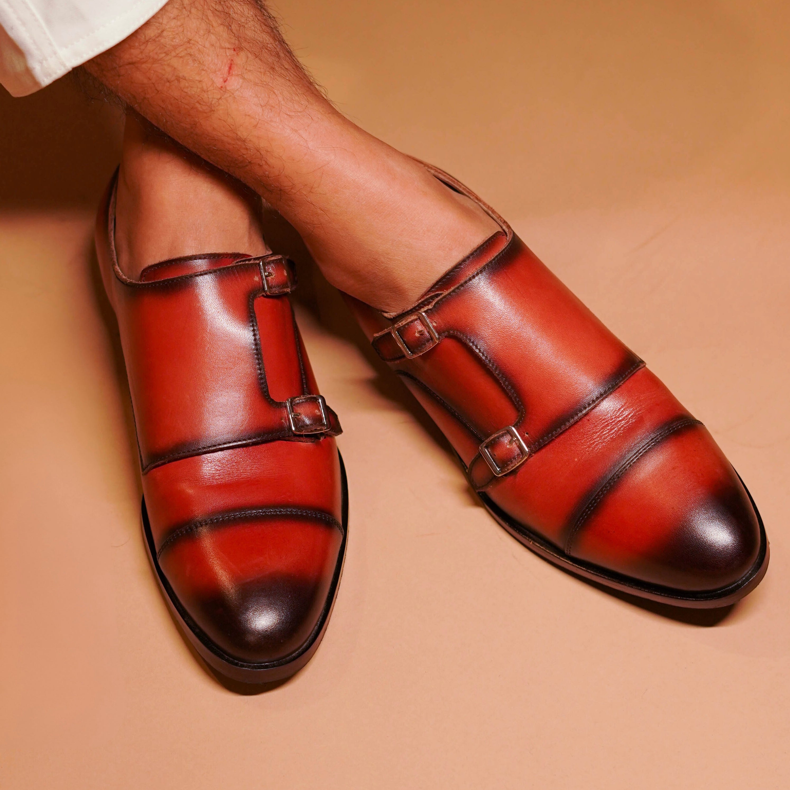 Domo Cognaco | Cognac two tone double-monk-straps
